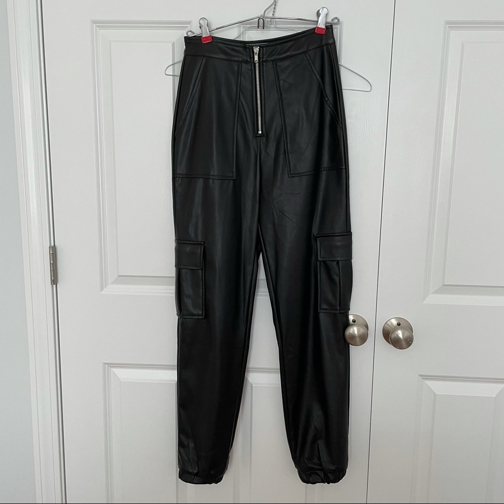 Faux leather joggers